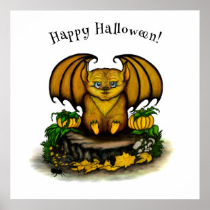 Affiche Chauve-souris d'Halloween mignonne