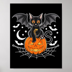 Affiche Chauve-souris Halloween _ Chat noir Ailes de chauv
