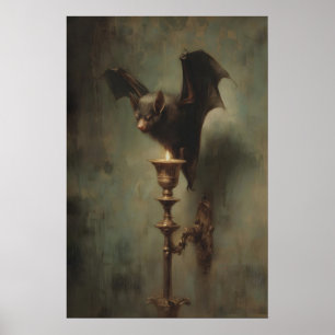 Affiche Chauve-souris perchée sur chandelier en laiton got