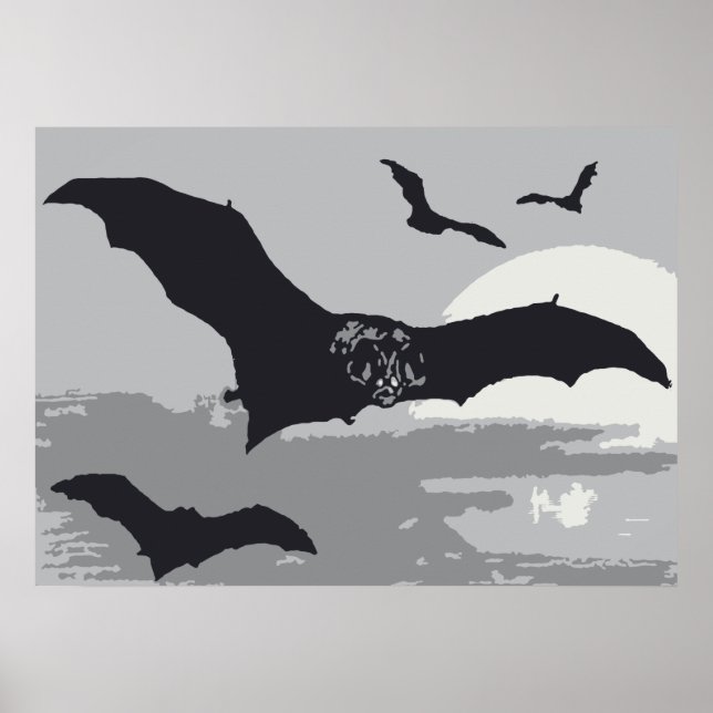 Affiche Chauve-souris vintage d'Halloween (Devant)