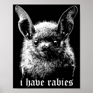 Affiche Chauve-souris vintage j'ai la rage citations drôle