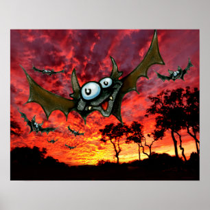 Affiche Chauves-souris au coucher du soleil