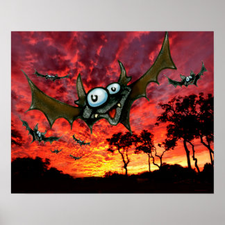 Affiche Chauves-souris au coucher du soleil