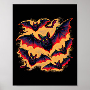 Affiche Chauves-souris volant Halloween Déplaisante nuit a
