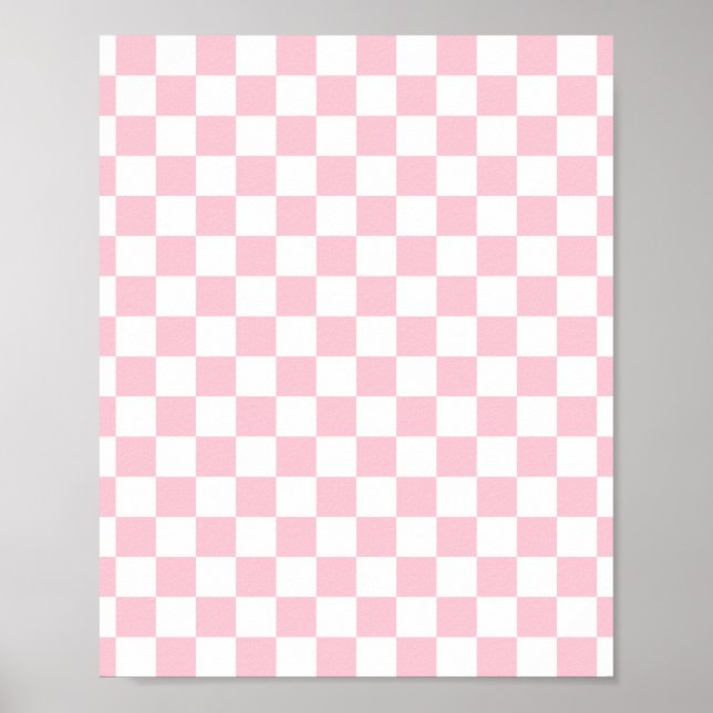 Affiche Check Baby Pink And White Checkerboard (Devant)