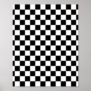 Affiche Check Black White Checkered Pattern