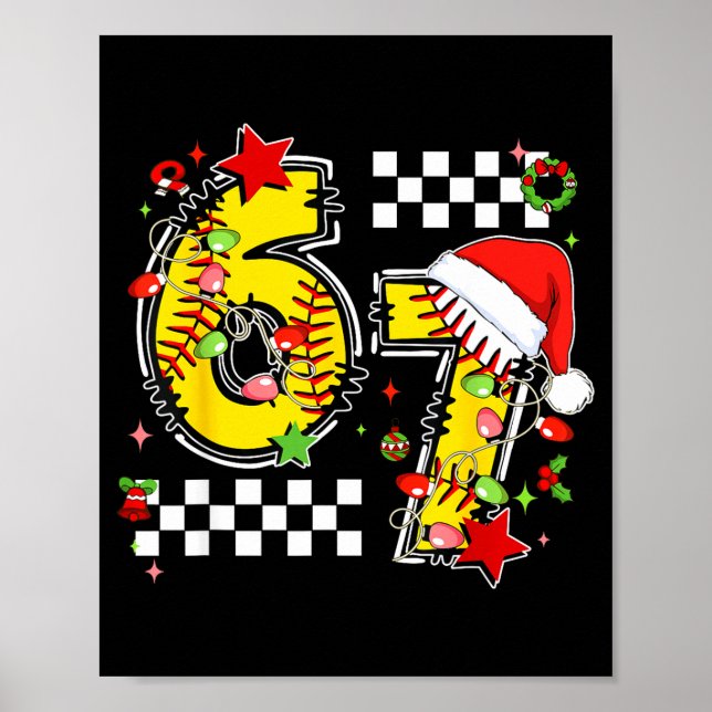 Affiche Checkered 67 Softball Santa Hat Christmas Six Seve (Devant)