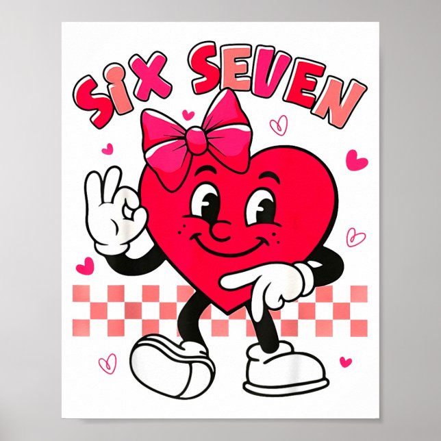 Affiche Checkered Six Seven Cool Hearts 67 Valentines Day  (Devant)