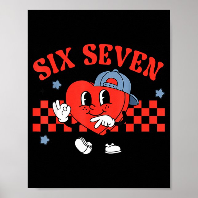 Affiche Checkered Six Seven Cool Hearts 67 Valentines Day  (Devant)