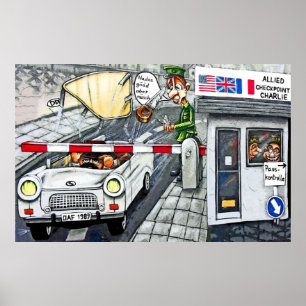 Affiche Checkpoint Charlie, Berlin, Dessin (Grand)