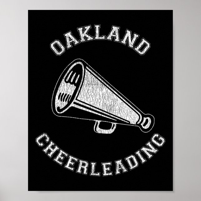 Affiche Cheer d'Oakland Distressed Rétro Cheerleader des a (Devant)