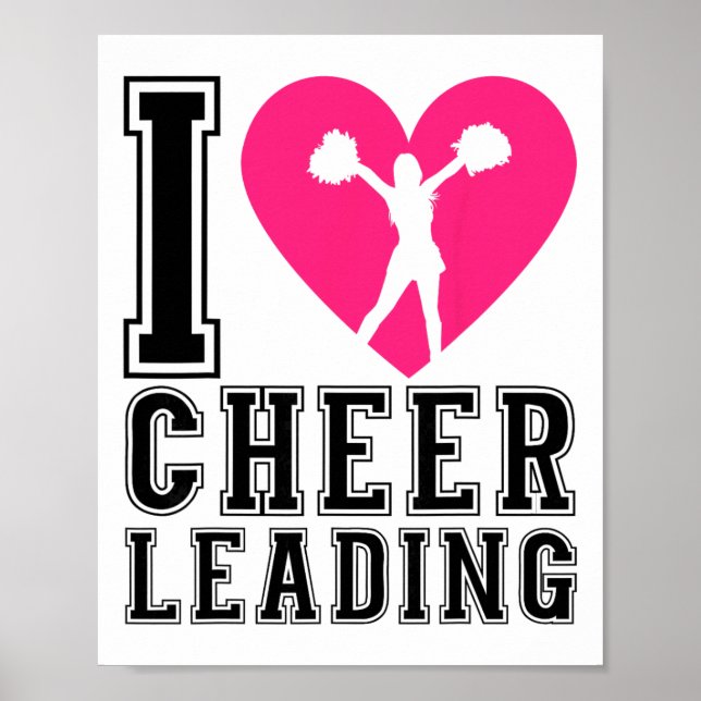Affiche Cheer Menant le cœur je aime Cheerleading  (Devant)