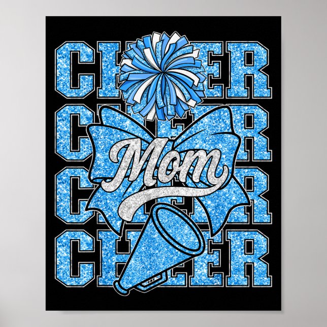 Affiche Cheer Mom Mama Bow Srt Cheerleading Squad Blue Che (Devant)