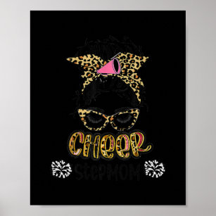 Affiche Cheer Stepmaman Leopard Messy Bun Pom-pom girl