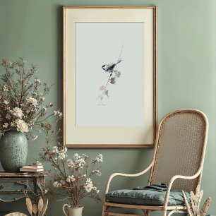 Affiche Cheerful Black-capped Chickadee Aquarelle Art