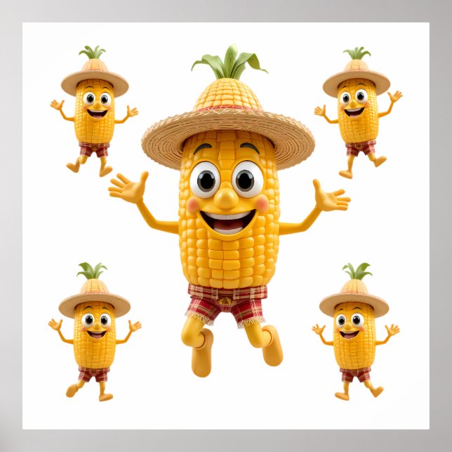 Affiche  Cheerful Corn Characters Celebrating Life (Devant)