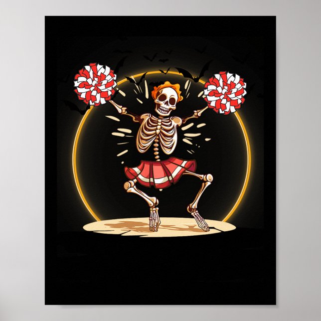 Affiche Cheerleading Skeleton Halloween Cheer Skeleton Che (Devant)
