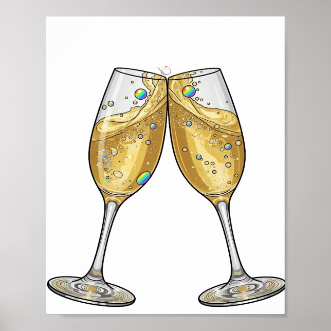 Affiche CHEERS Design Moderne Argent Élégant (Devant)
