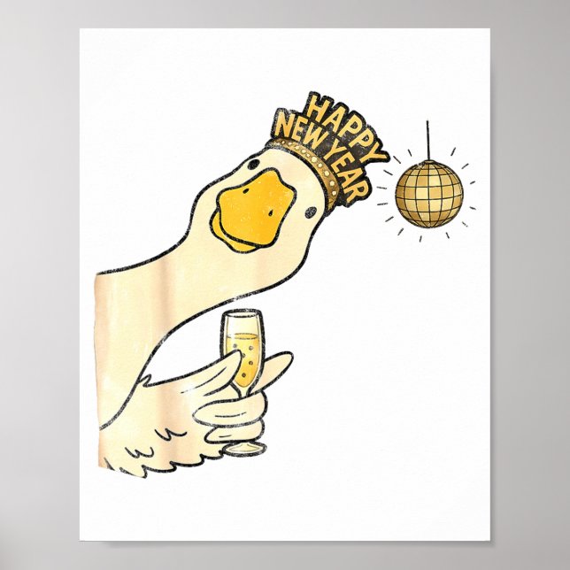 Affiche Cheers Happy New Year 2026 Goose With Champagne Di (Devant)