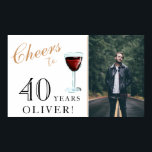 Affiche Cheers to 40 Years Red Wine 40th Birthday Photo<br><div class="desc">Cheers to 40 Years Red Wine 40th Birthday Photo Poster. Watercolor red wine glass. Great sign for the 40th birthday party with a custom photo and your name. Personalize the sign with your photo, your name and the age number, and make your own personal birthday party banner. It`s great for...</div>