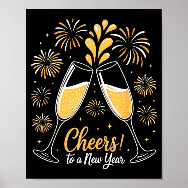 Affiche Cheers To A New Year Eve Party Countdown Happy New (Devant)