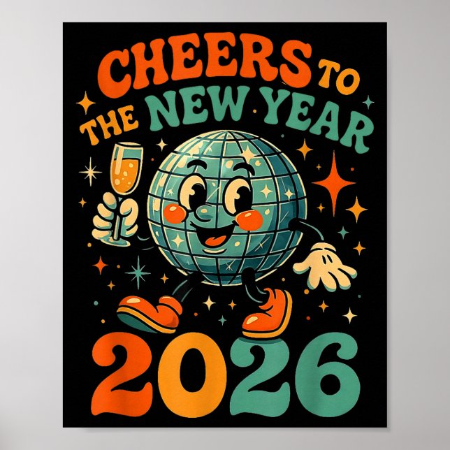 Affiche Cheers To The New Year 2026 Retro Disco Gift  (Devant)