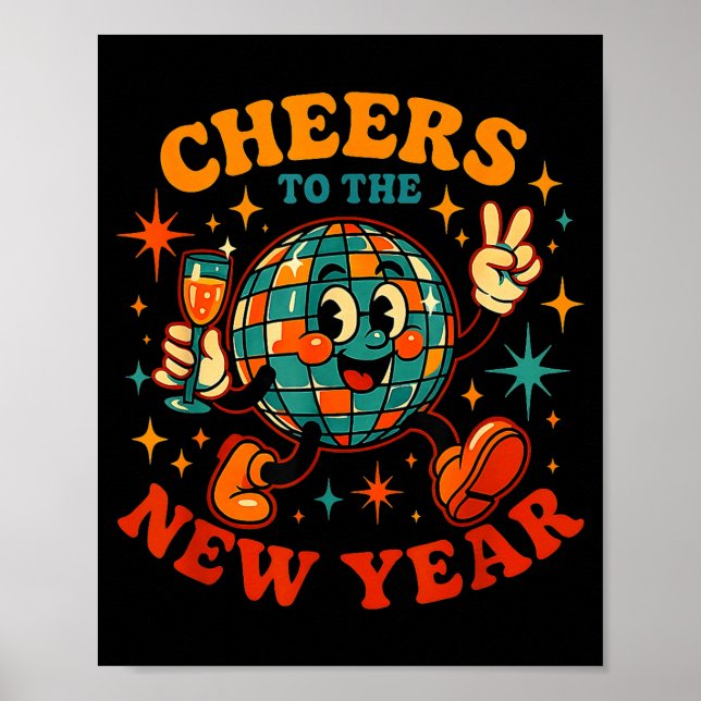 Affiche Cheers To The New Year 2026 Retro Party Gift  (Devant)