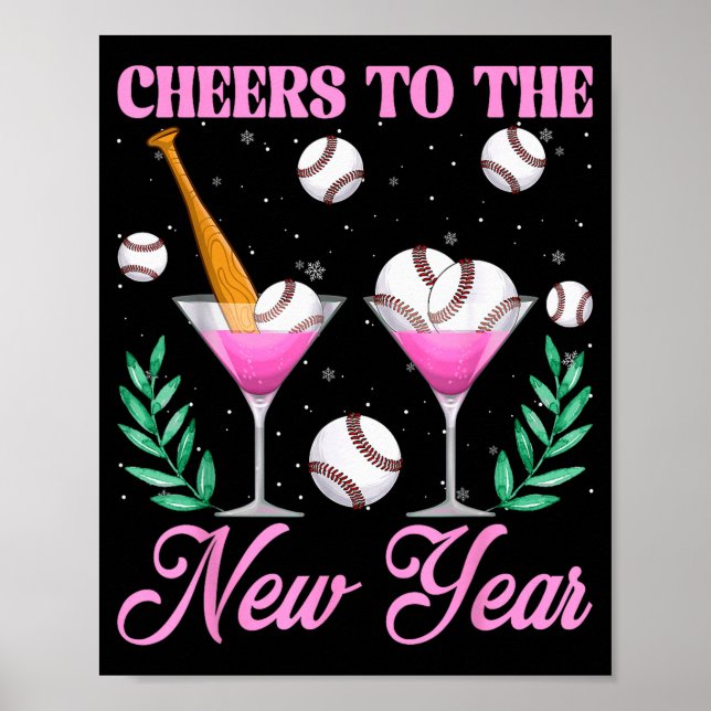 Affiche Cheers To The New Year Champagne Gl &amp; Baseball (Devant)