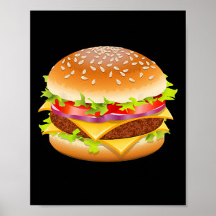 Affiche Cheeseburger Hamburger Burger Drôle Nourriture Hal