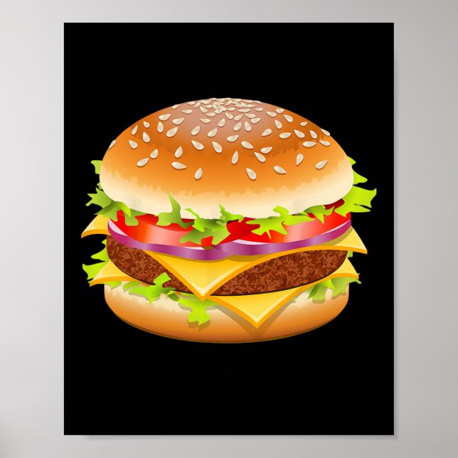 Affiche Cheeseburger Hamburger Burger Drôle Nourriture Hal (Devant)