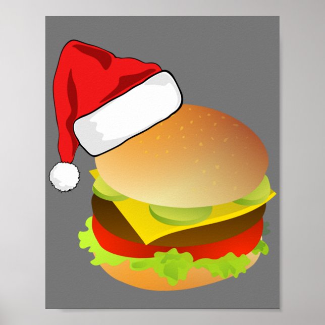 Affiche Cheeseburgers Hamburger Santa Hat Correspondance d (Devant)