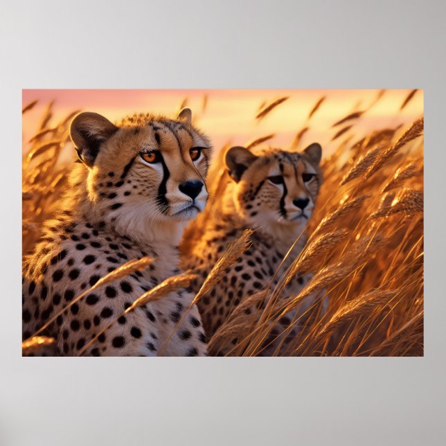 Affiche Cheetah Animal Faune Wilderness Art coloré (Devant)