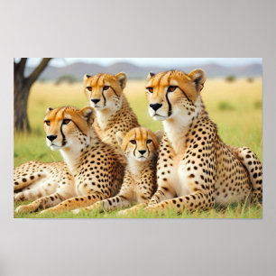 Affiche Cheetah Animal Nature Faune Affection Soin