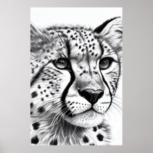 Affiche Cheetah Animal Wild Nature Illustration Line Epic