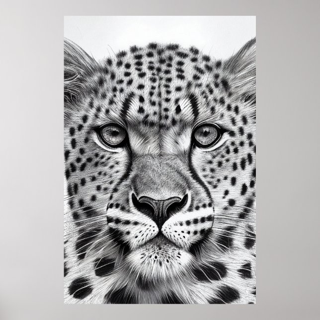 Affiche Cheetah Animal Wild Nature Illustration Line Epic (Devant)