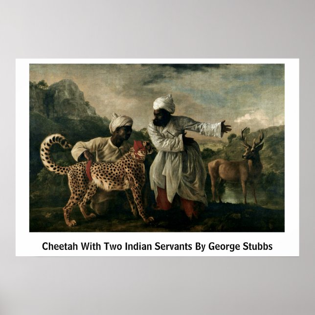 Affiche Cheetah Avec Deux Serviteurs Indiens Par George St (Devant)