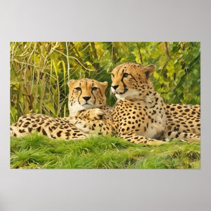 Affiche Cheetah Companions - Repos dans la nature