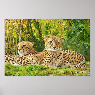 Affiche Cheetah Companions - Repos dans la nature"