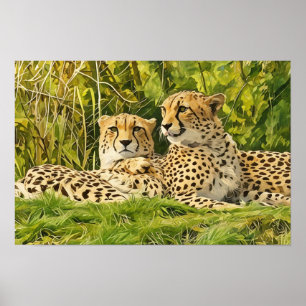 Affiche Cheetah Companions - Repos dans la nature"