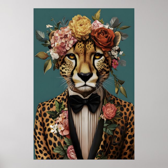 Affiche Cheetah In Suit Poster, Cheetah Portrait, Cheetah (Devant)