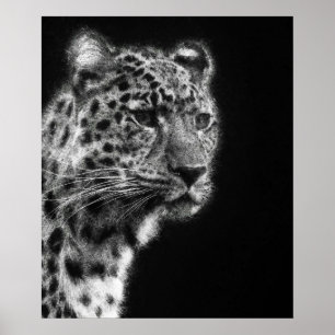Affiche Cheetah Leopard esthétique Visage dessin artistiqu