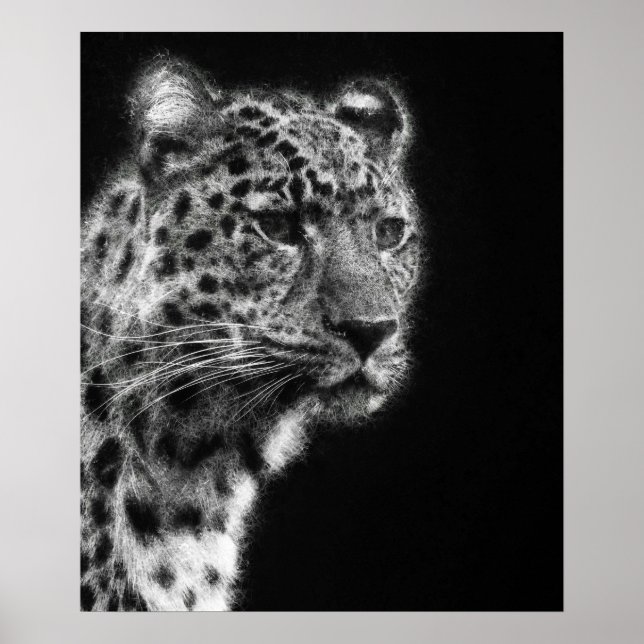 Affiche Cheetah Leopard esthétique Visage dessin artistiqu (Devant)