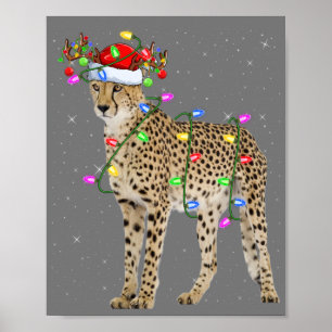 Affiche Cheetah Lover Xmas Lighting Père Noël Cheetah Chri