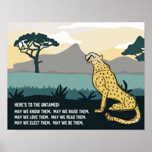 Affiche Cheetah non dompté Ici à 14"x 11" Art Print
