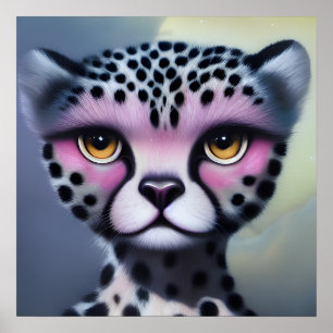 Affiche Cheetah Pop Rose Surreal