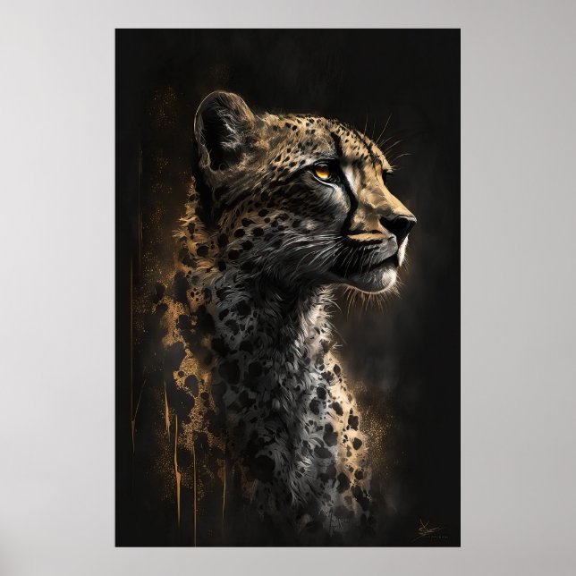Affiche Cheetah Portrait Animal Nature Faune Art Esprit (Devant)