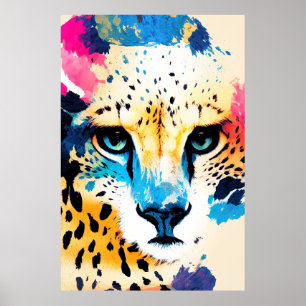 Affiche Cheetah Wild Nature Animal Couleur Art Peinture