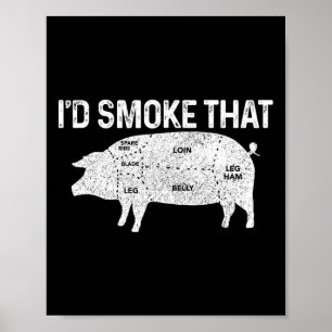 Affiche Chef Boucher Bbq Je Fumerais Ce Cochon Porc Drôle