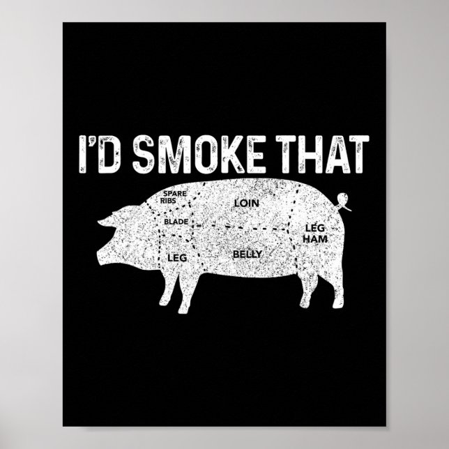 Affiche Chef Boucher Bbq Je Fumerais Ce Cochon Porc Drôle  (Devant)