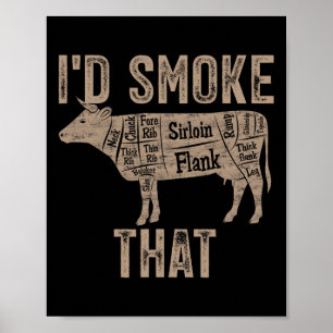 Affiche Chef Boucher Cuisinier Barbecue Je Fumerais Cette
